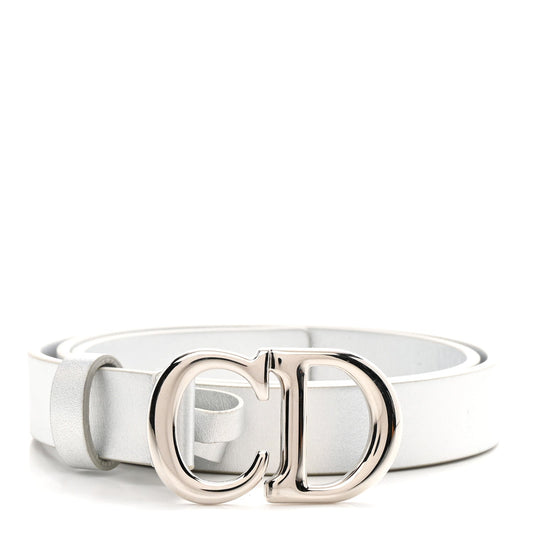 Metallic Calfskin Saddle Belt 70 28 Silver