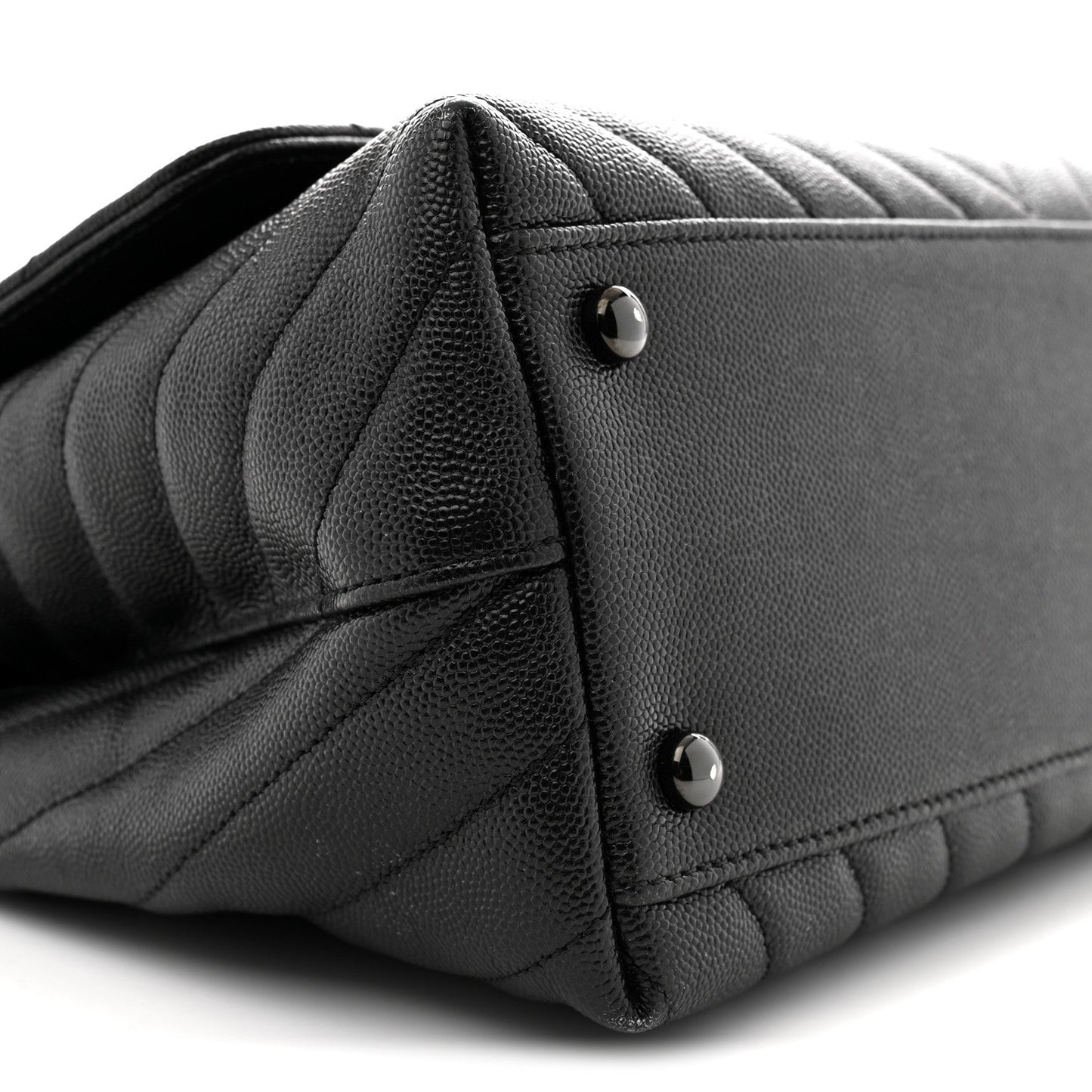 Caviar Chevron Quilted Small Coco Handle Flap So Black