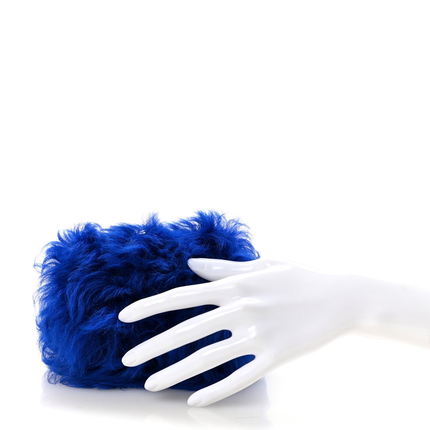 Shearling Lambskin CC Hook Card Holder Blue