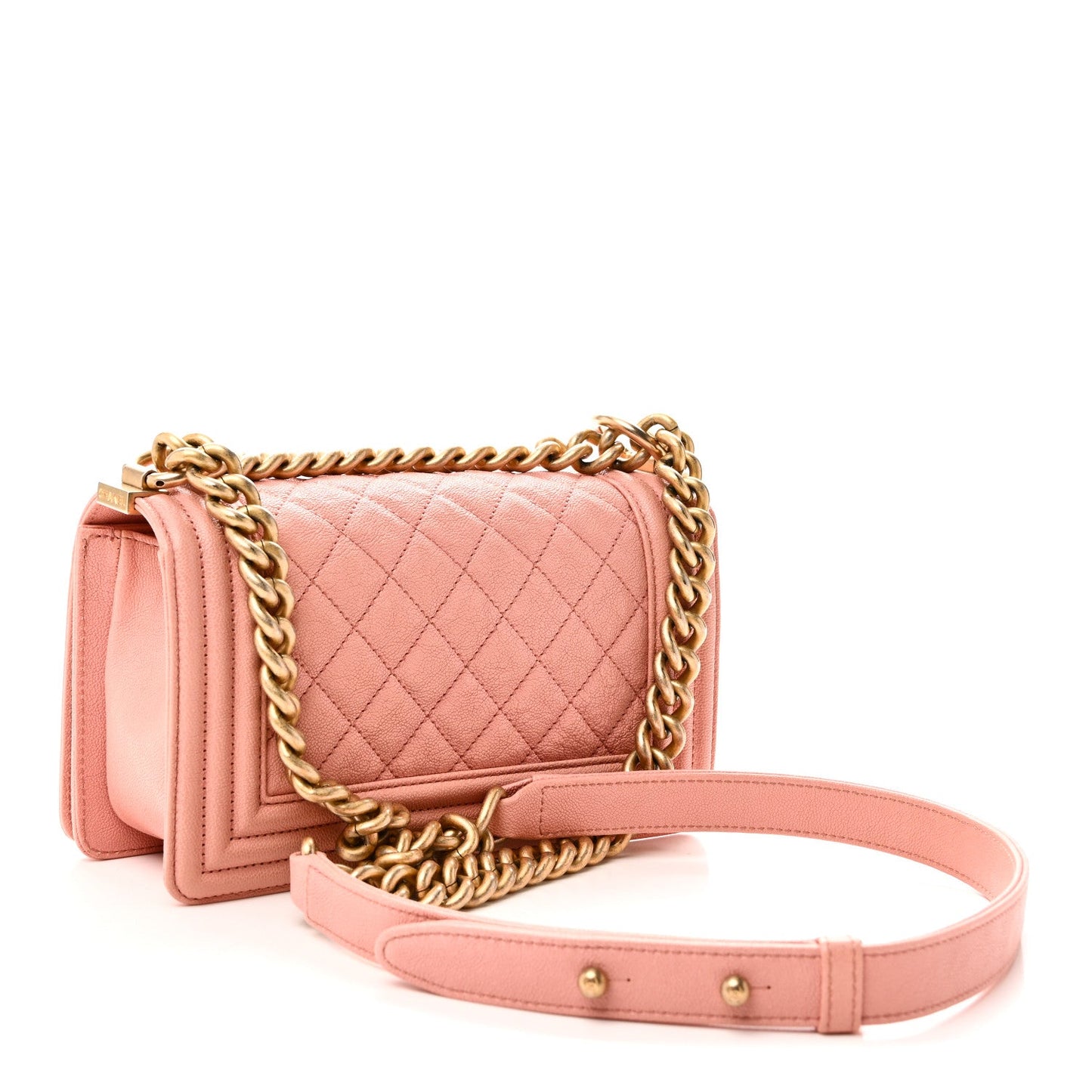 Caviar Quilted Small Boy Flap Pink