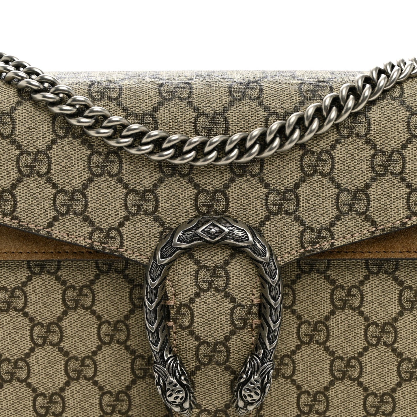GG Supreme Monogram Suede Small Dionysus Shoulder Bag Beige Ebony Taupe