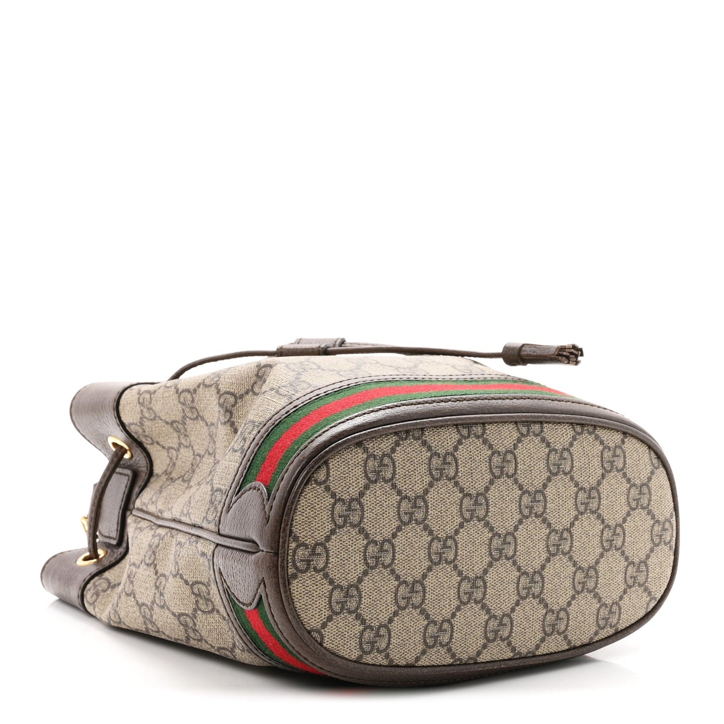 GG Supreme Monogram Web Small Ophidia Bucket Bag Brown
