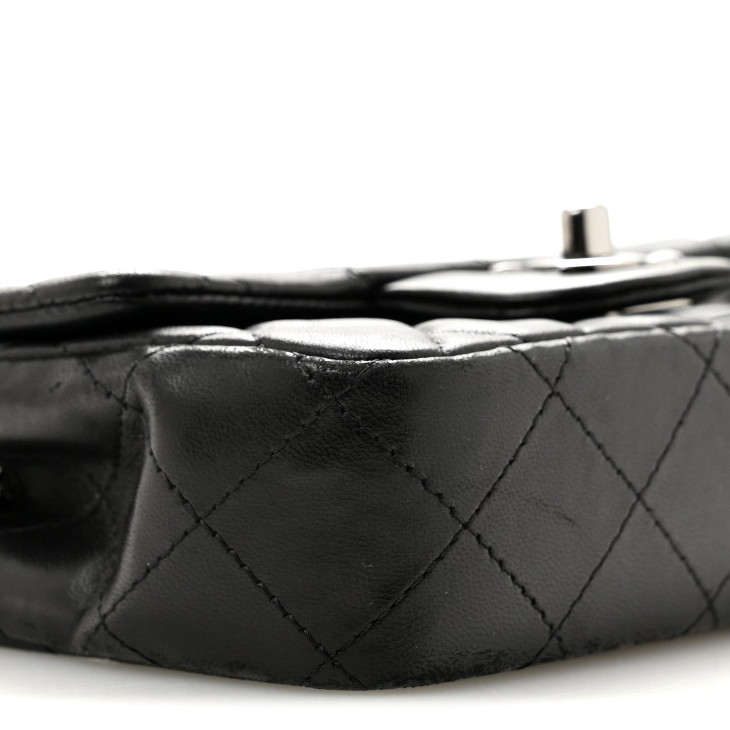 Lambskin Quilted Extra Mini Rectangular Flap Black