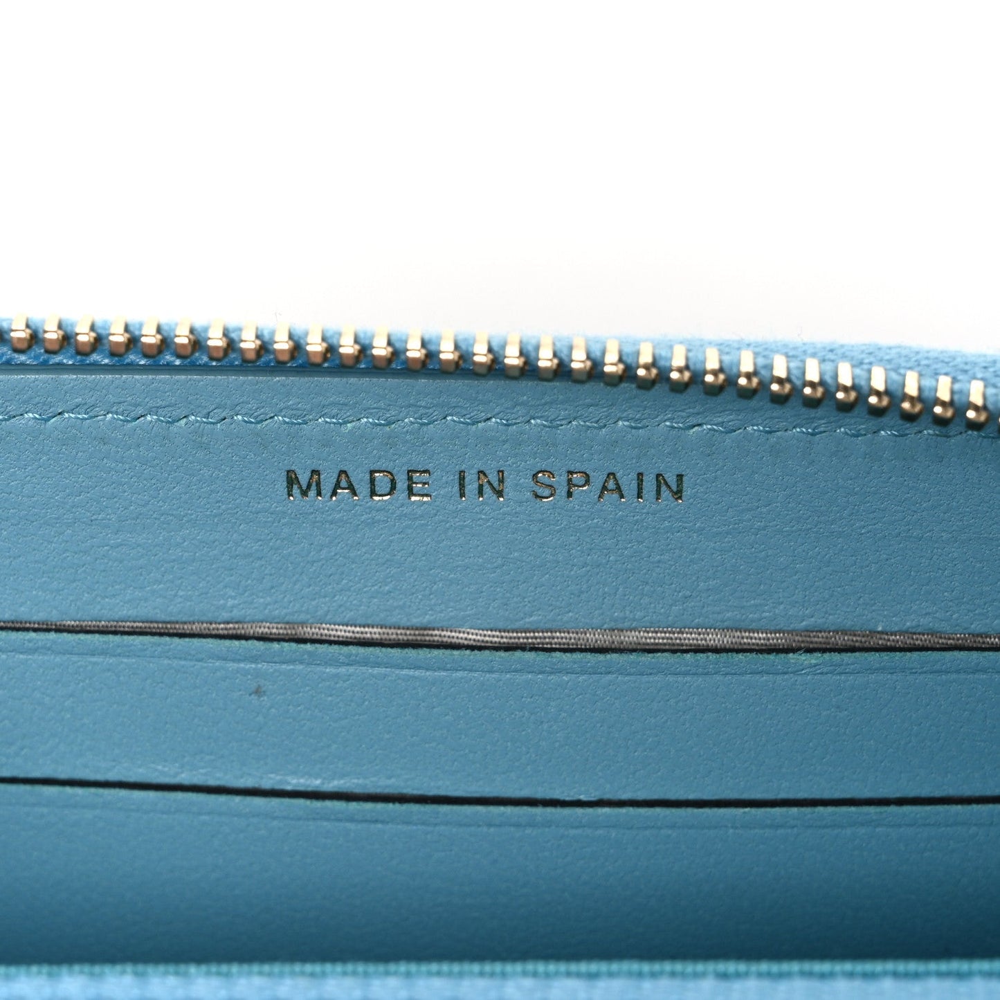 Lambskin Quilted Medium Zip Around Wallet Blue