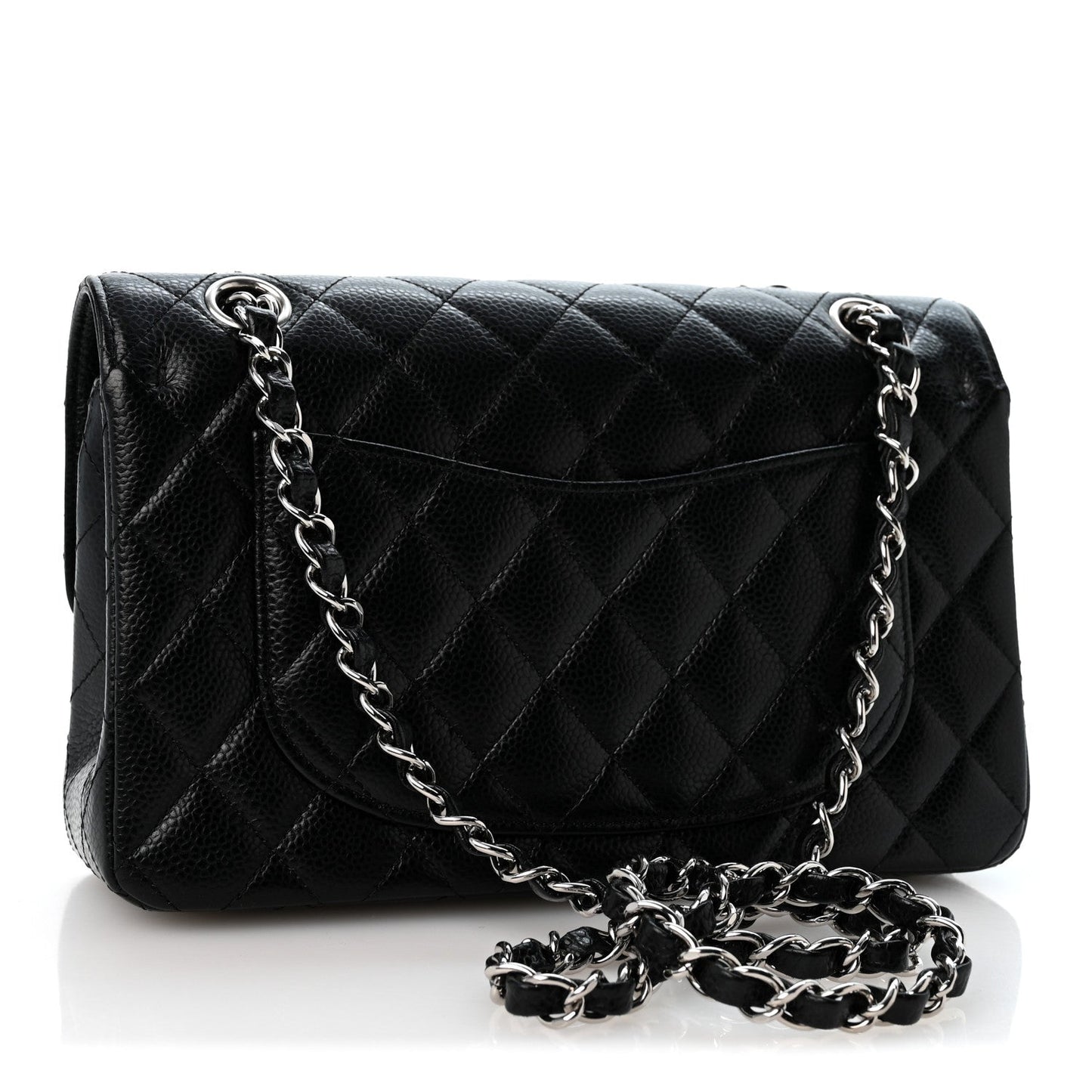 Caviar Quilted Small Double Flap Black