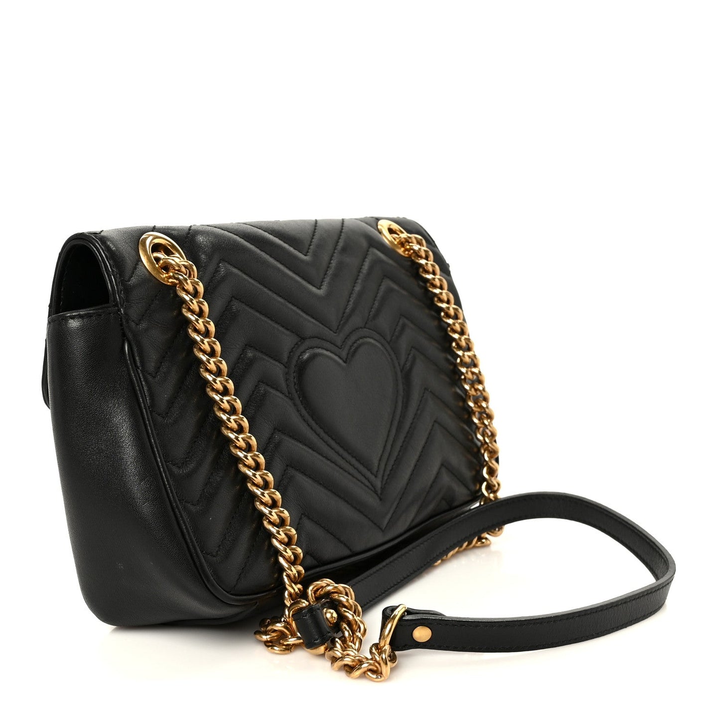 Calfskin Matelasse Small GG Marmont Shoulder Bag Black