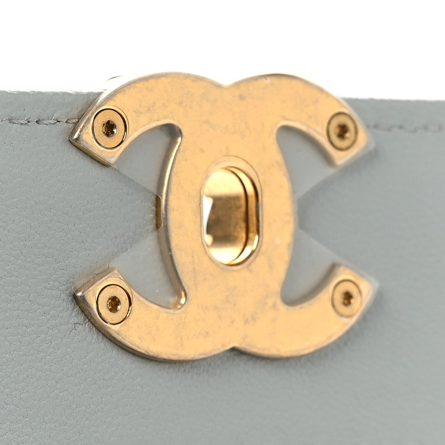 Lambskin Quilted Chanel 19 Wallet On Chain WOC Light Blue