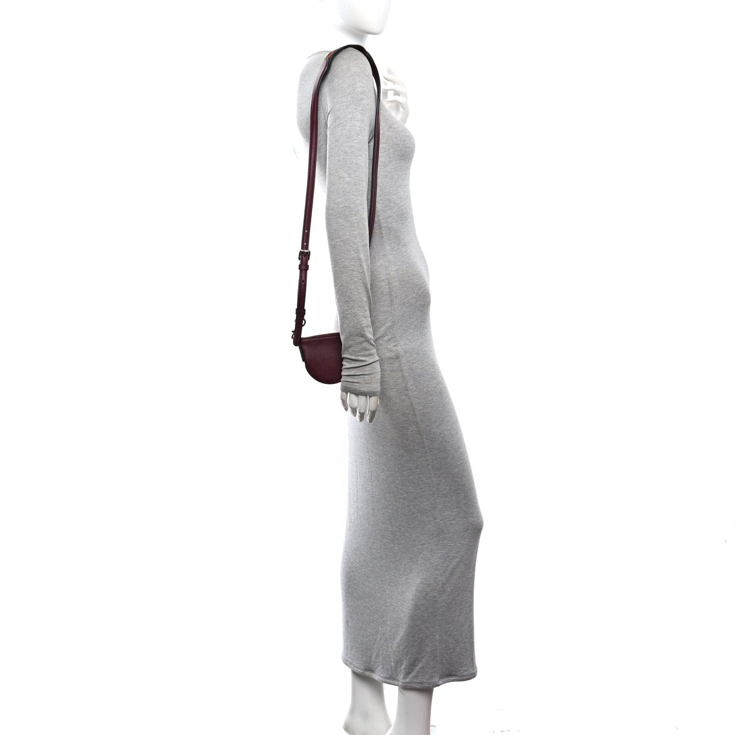 Pebbled Calfskin Mini B Shoulder Bag Rosso Ancora