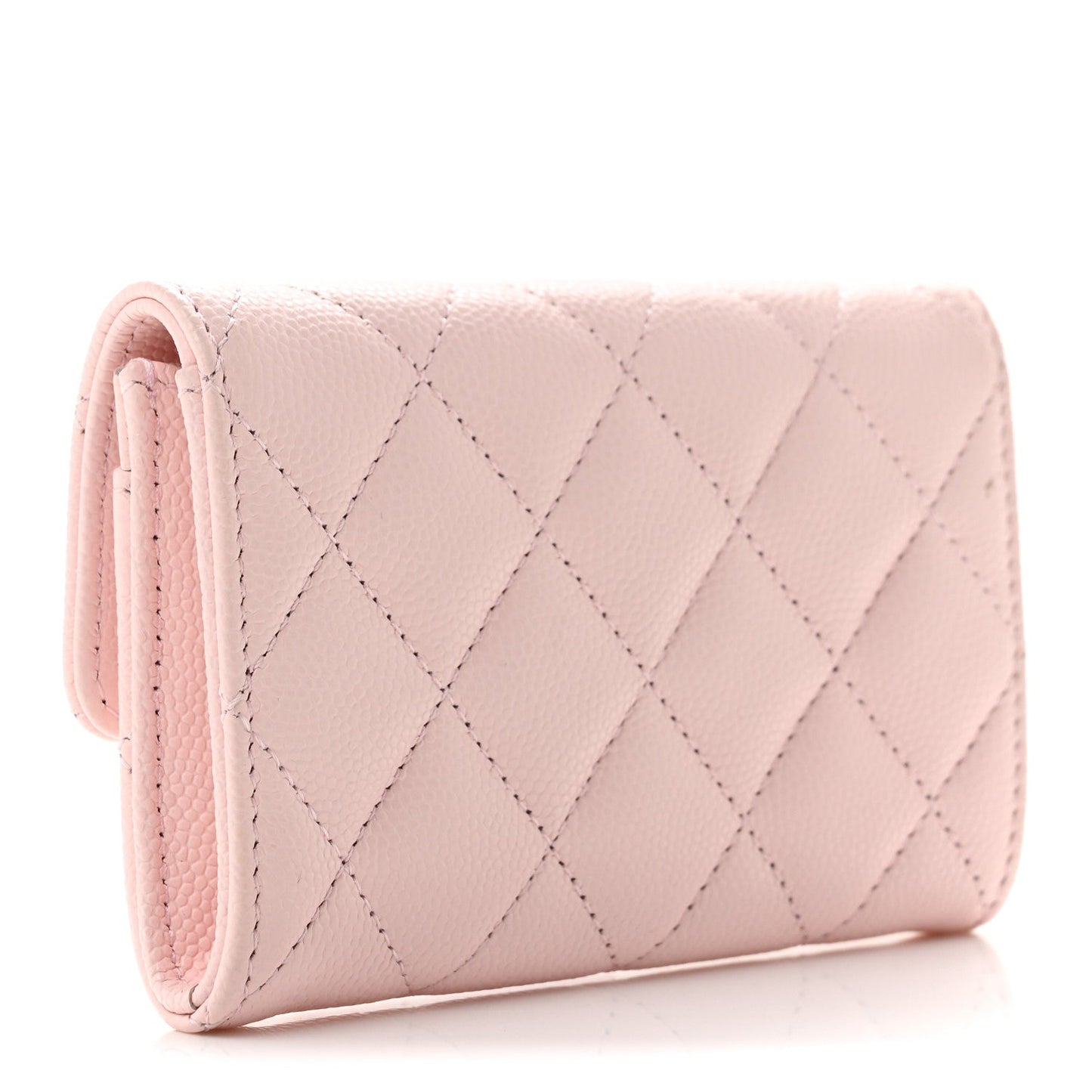 Caviar Quilted CC Flap Card Holder Rose