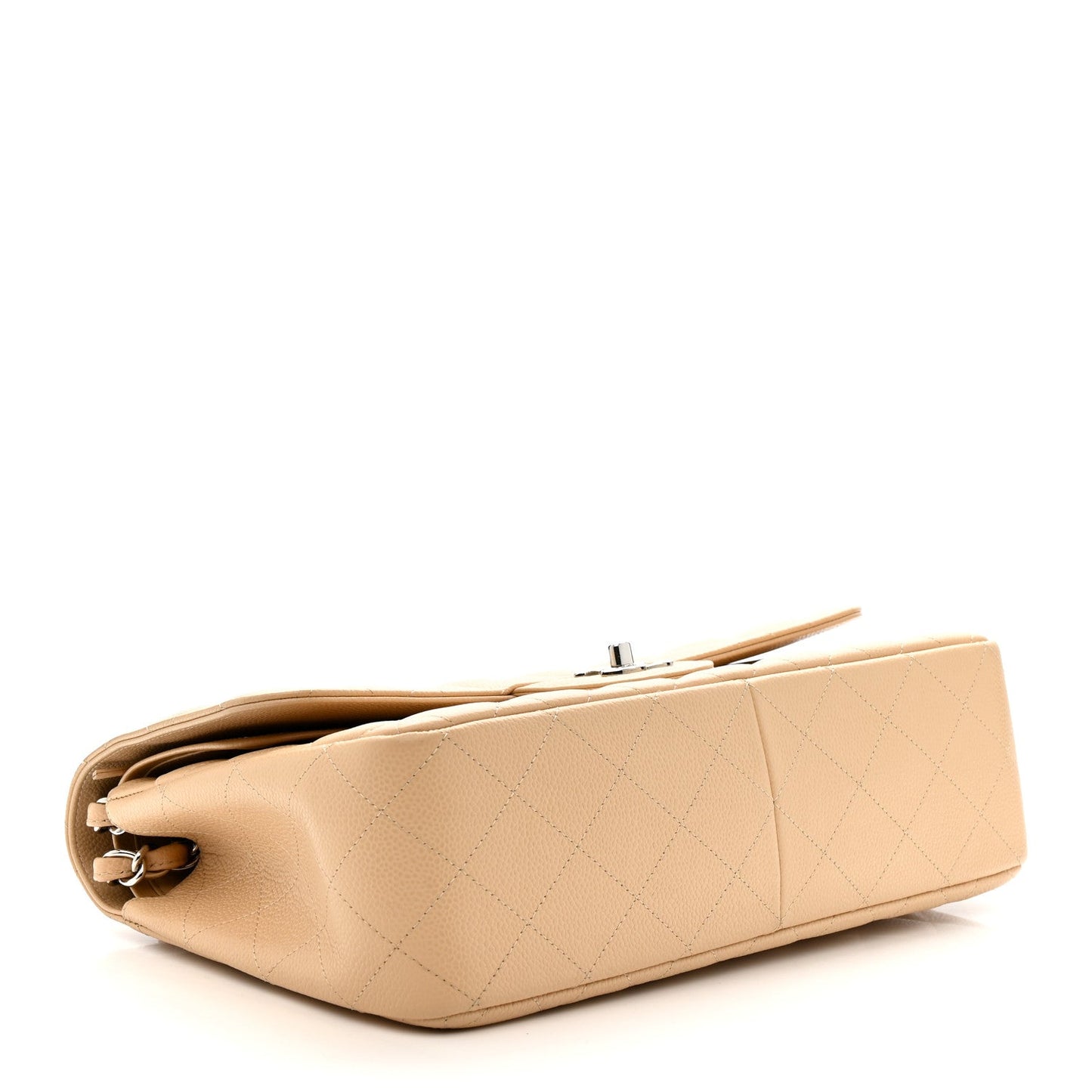 Caviar Quilted Jumbo Double Flap Light Beige