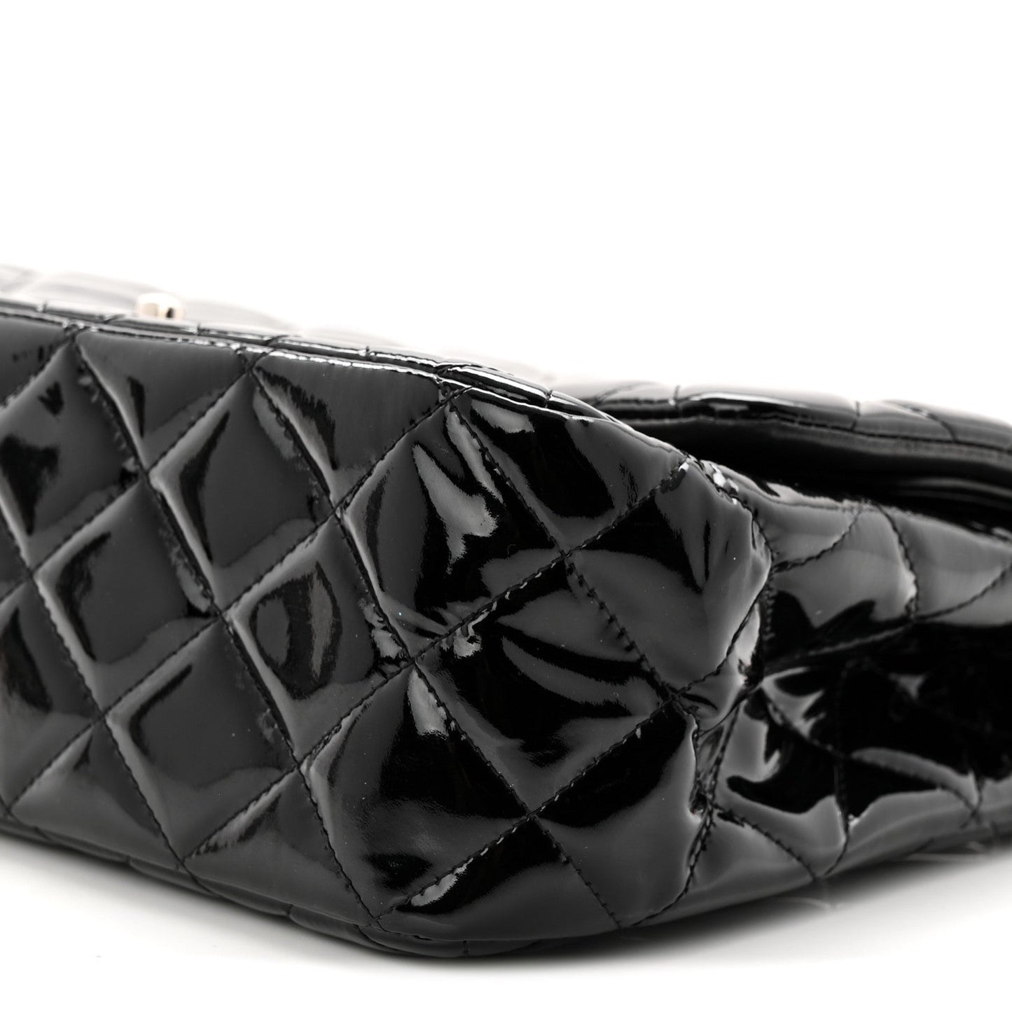 Patent Quilted Jumbo Double Flap Black