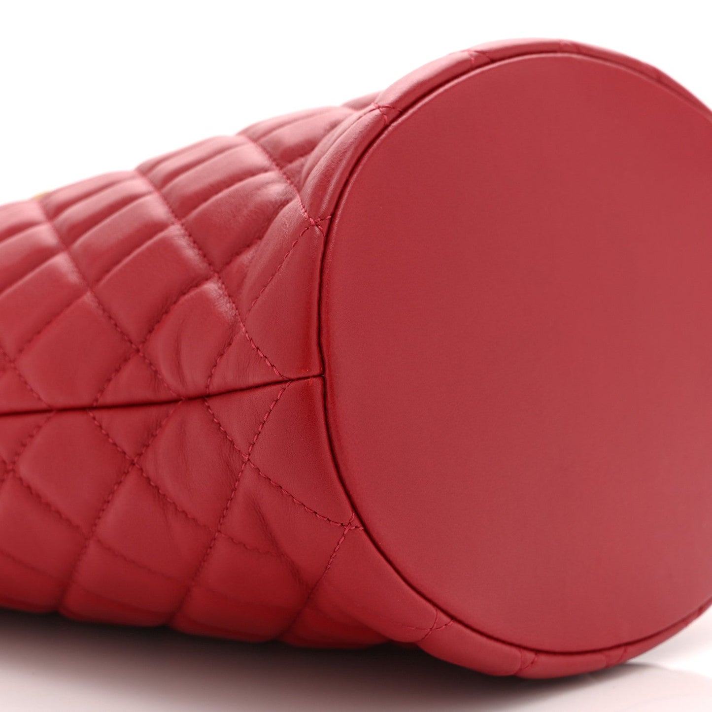 Calfskin Quilted Boy Bucket Bag Red