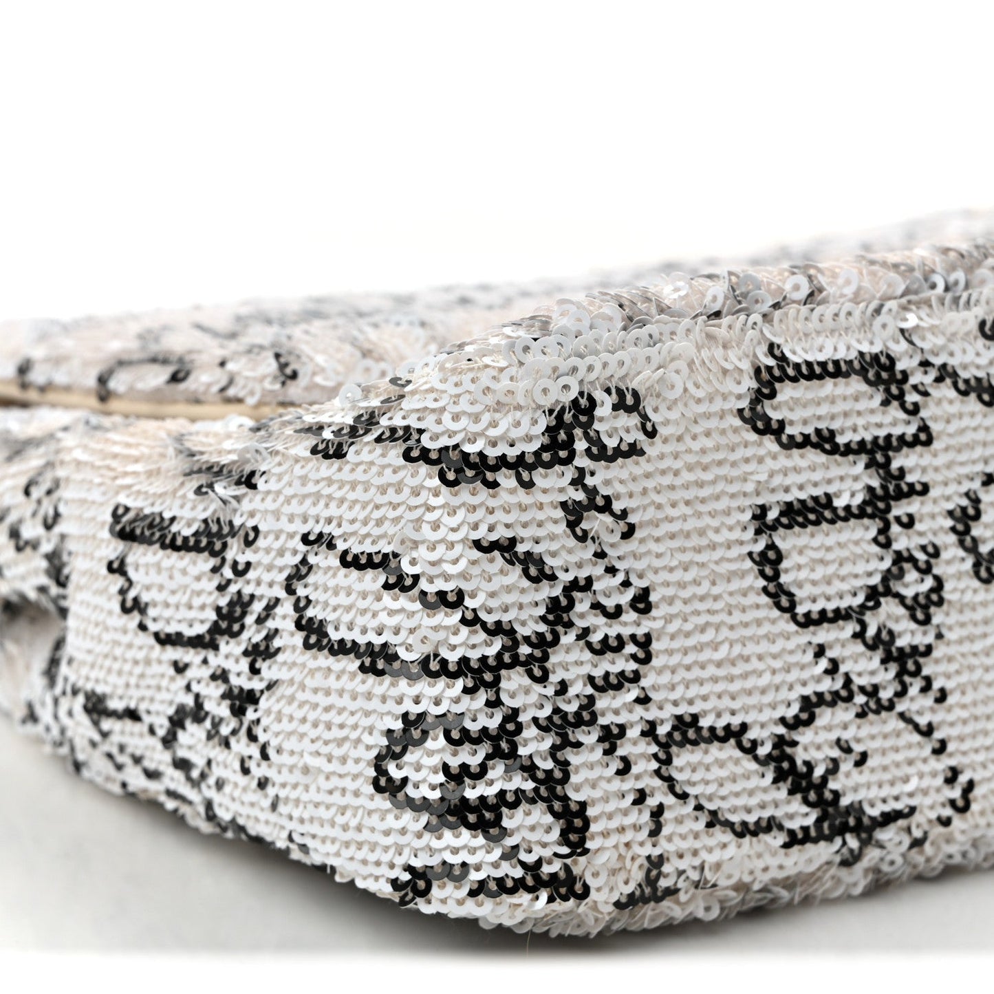 Sequin Logo Medium Flap White Black