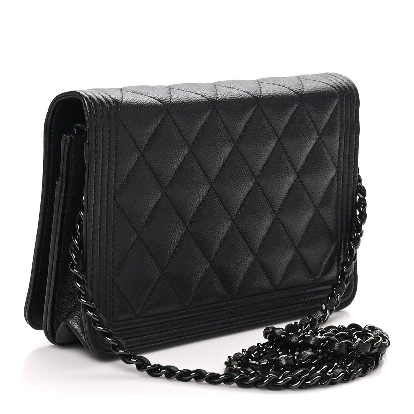 Caviar Quilted Boy Wallet On Chain WOC So Black