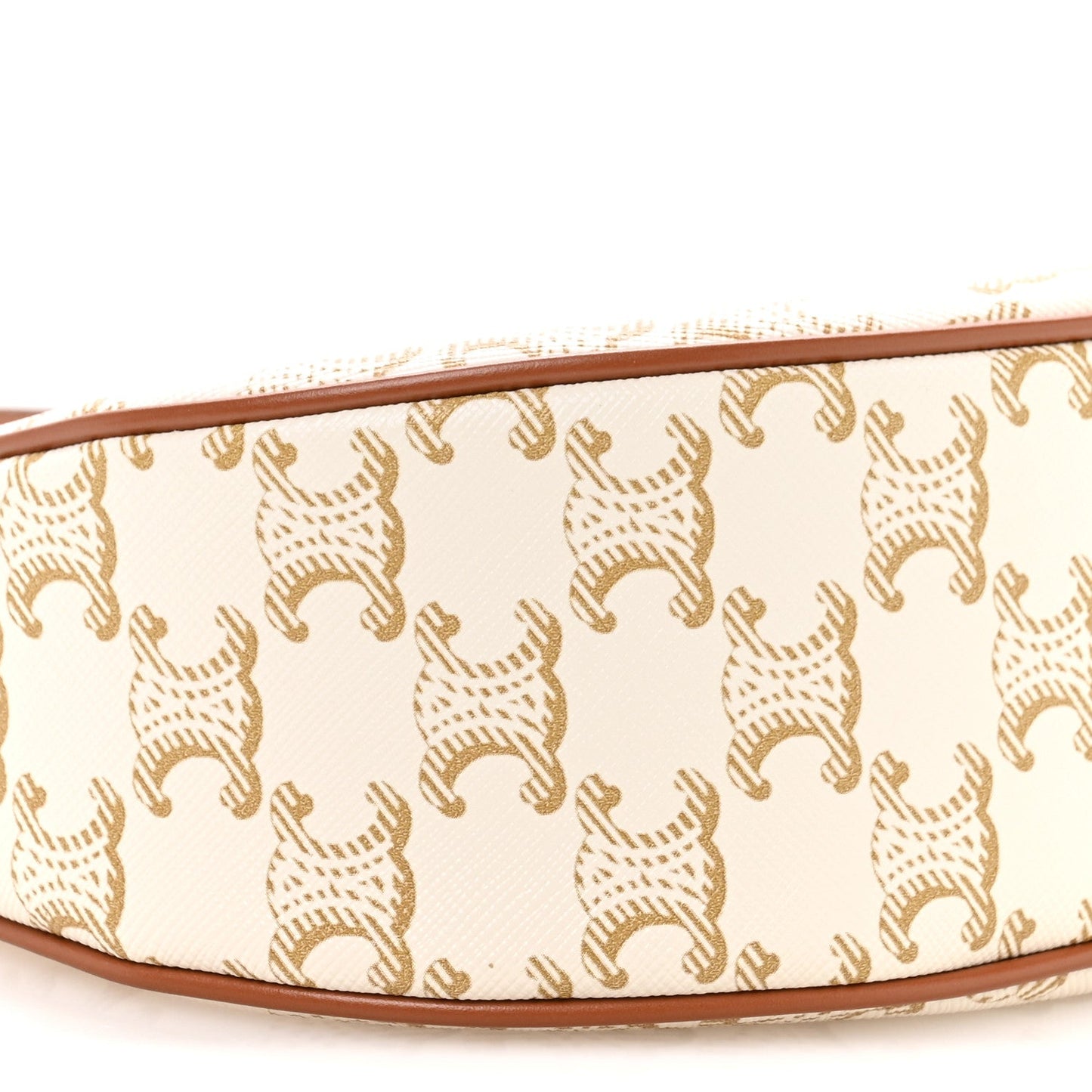 Canvas Calfskin Ava Triomphe Shoulder Bag White