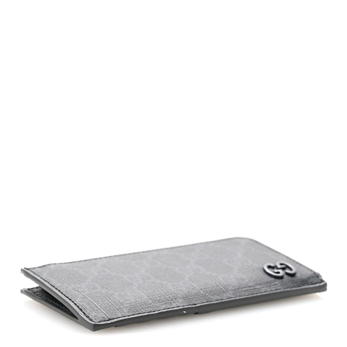 GG Supreme Monogram Zip Card Case Black Grey