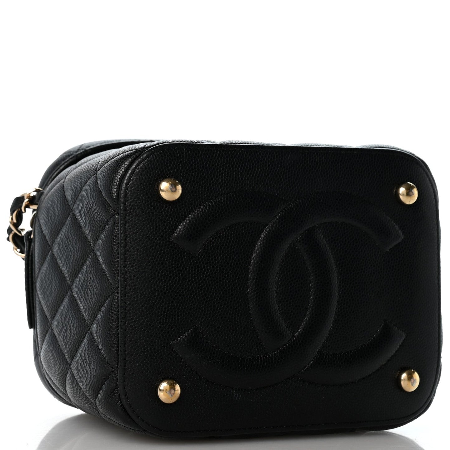 Caviar Quilted Small CC Vanity Case Black