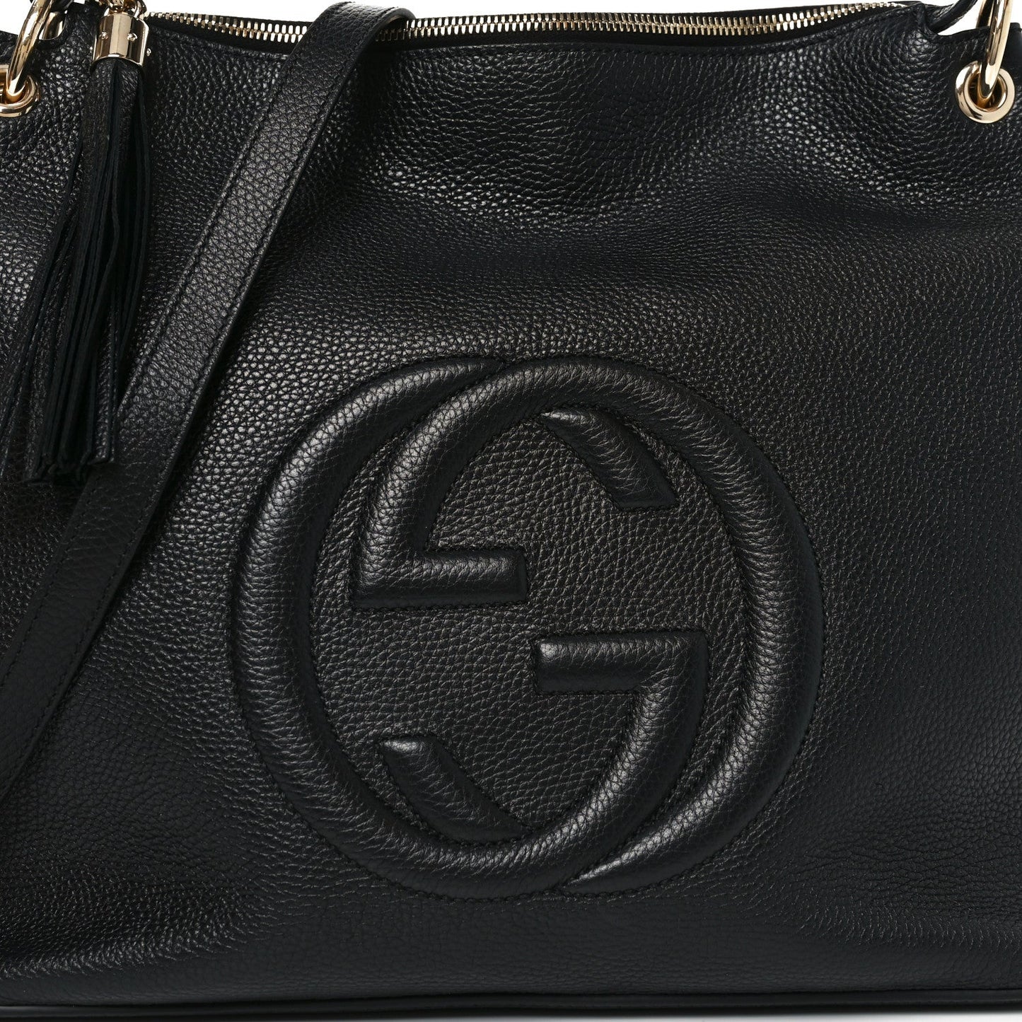 Pebbled Calfskin Large Soho Hobo Black