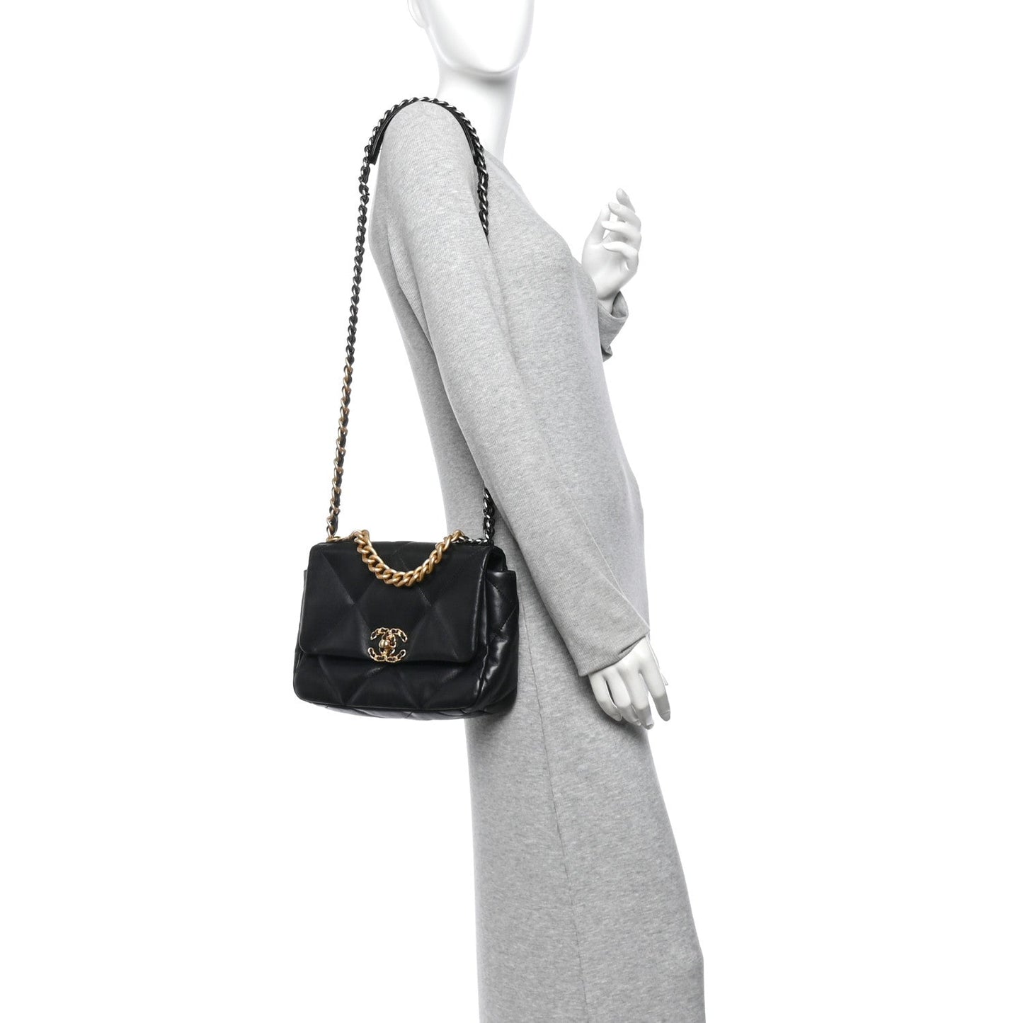 Lambskin Quilted Medium Chanel 19 Flap Black