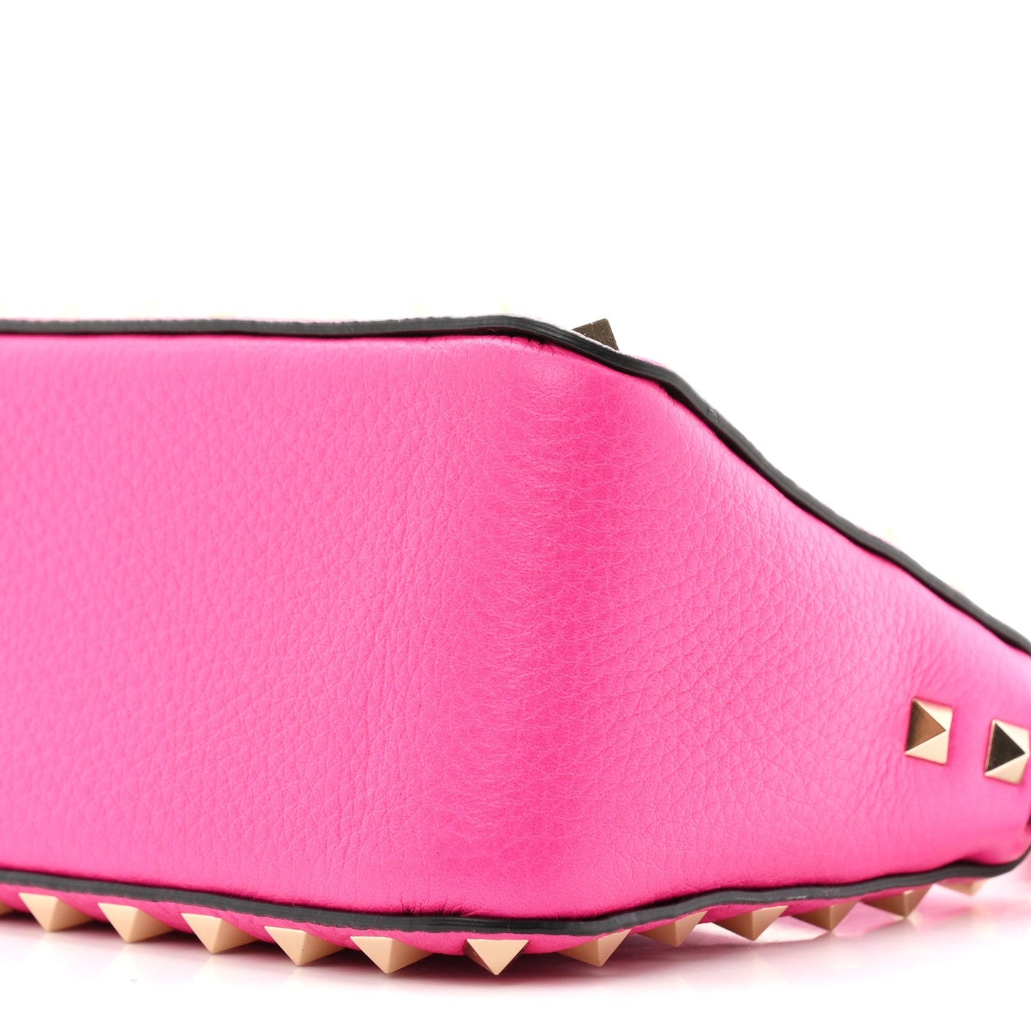 Pebbled Calfskin Small Rockstud Flip Lock Shoulder Bag Fuxia