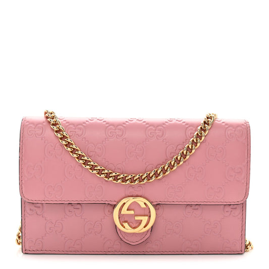 Guccissima Icon Chain Wallet Carmine Rose