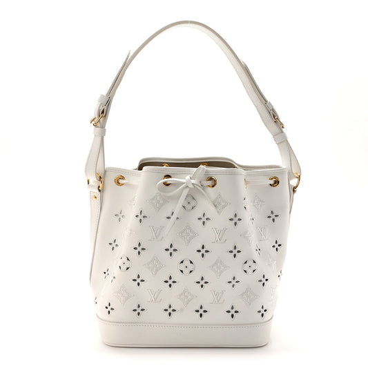 Calfskin Monogram Cutout Petit Noe White