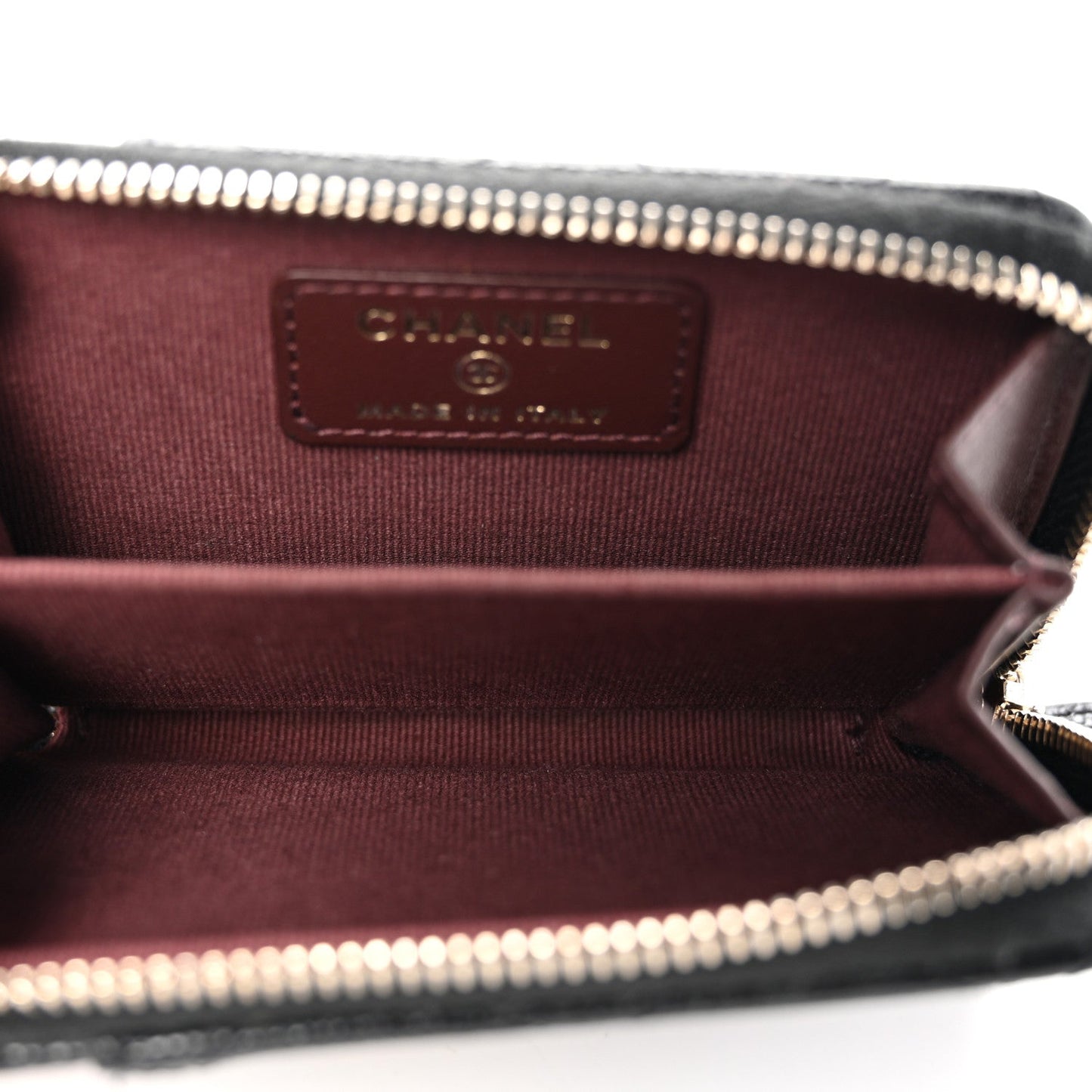 Caviar Quilted Zip Card Holder Black