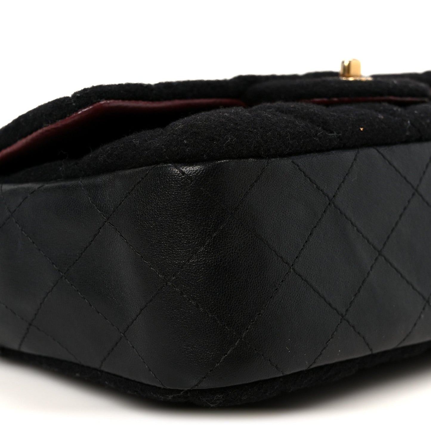 Felt Quilted Paris-Hamburg Charms Mini Rectangular Flap Black