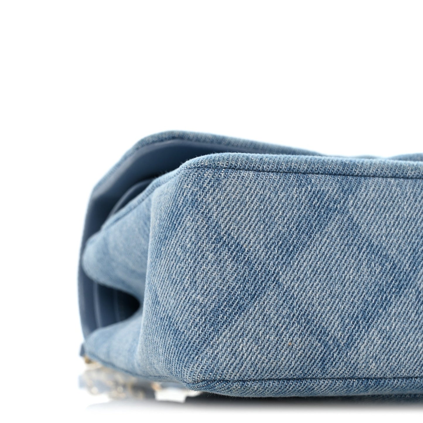 Printed Denim Quilted Small Double Flap Light Blue