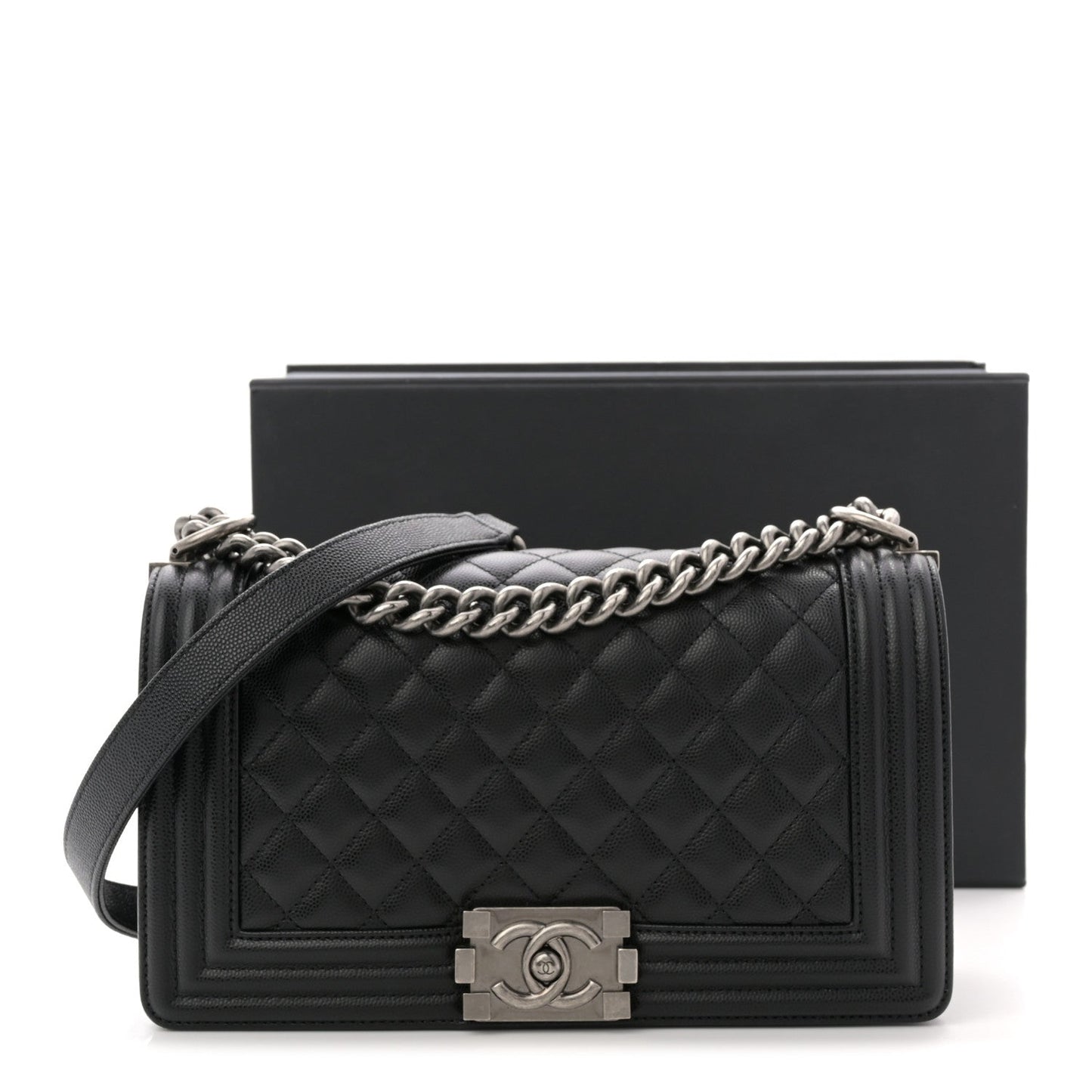 Caviar Quilted Medium Boy Flap Black