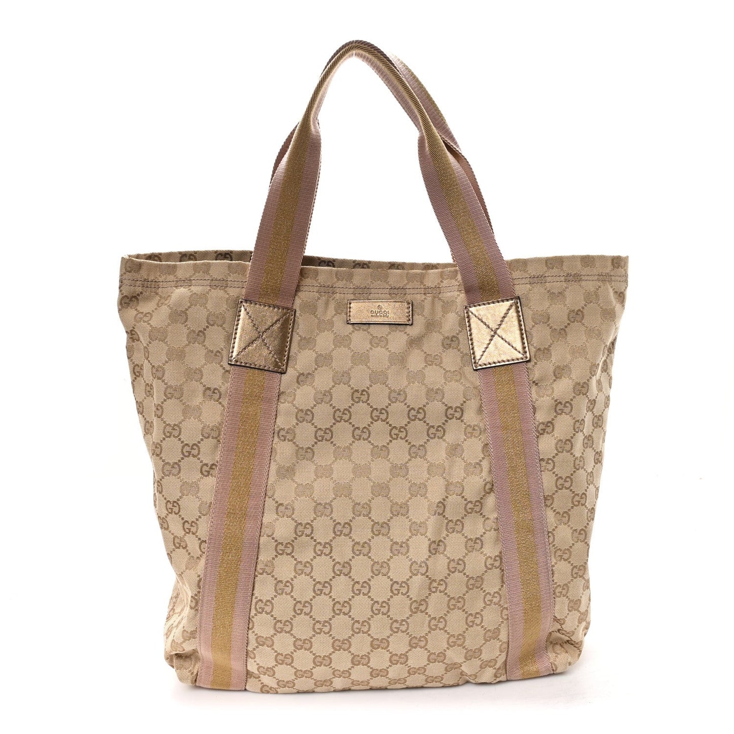 Monogram Medium Web Tote Pink Gold