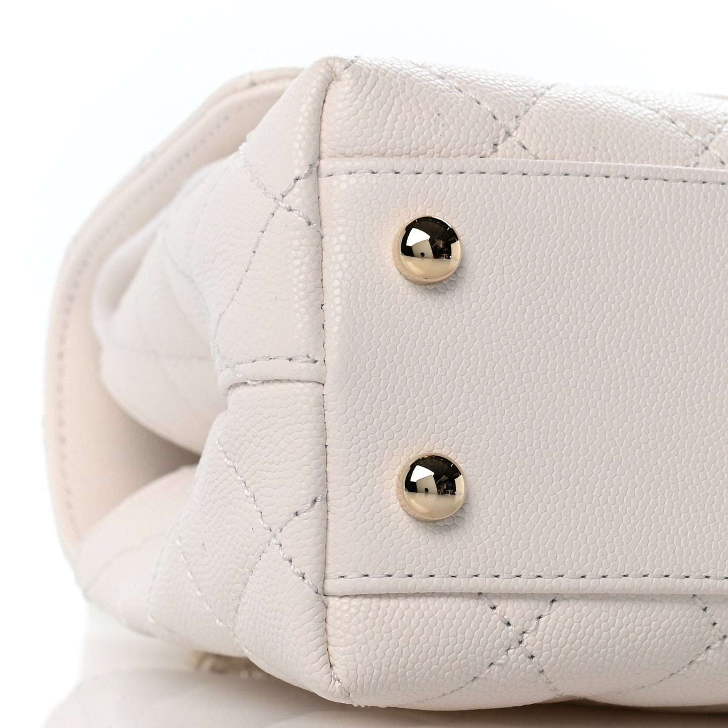 Caviar Quilted Mini Coco Handle Flap White