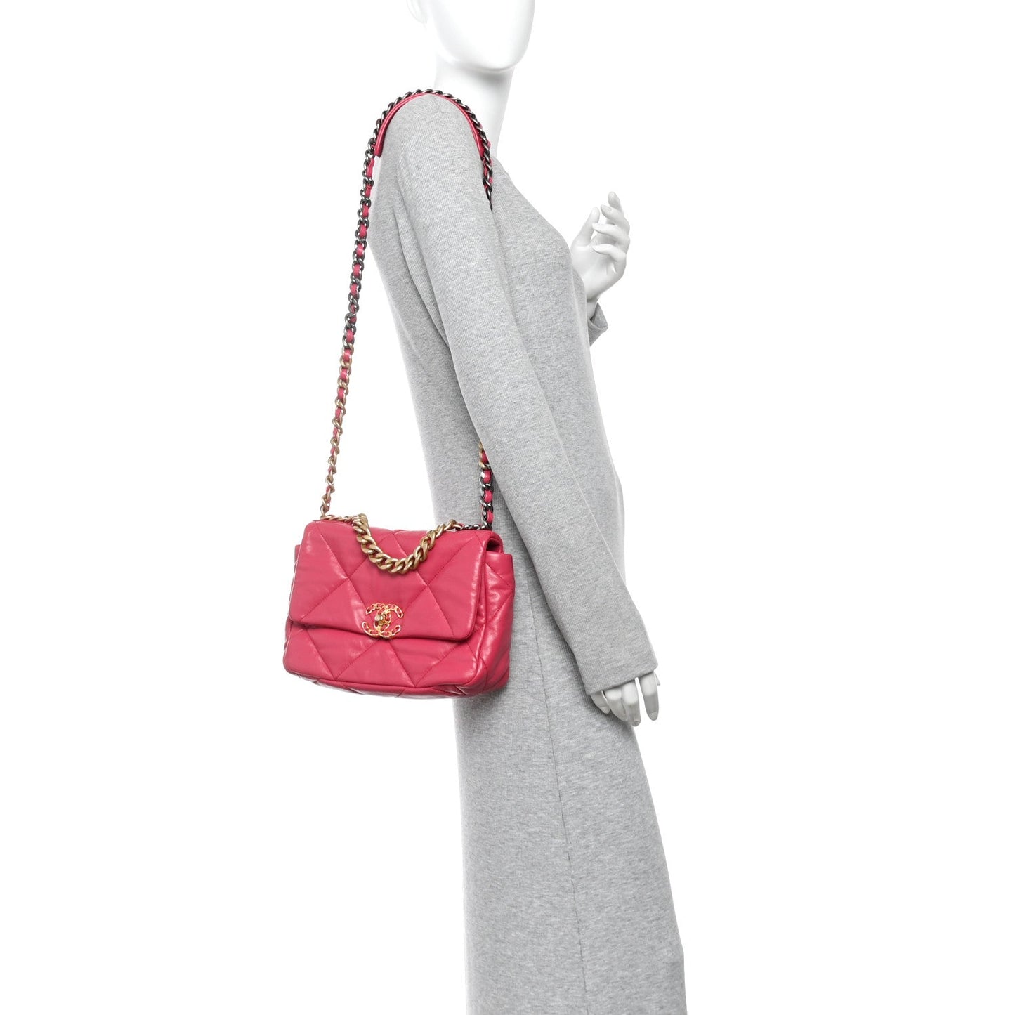 Goatskin Quilted Medium Chanel 19 Flap Pink