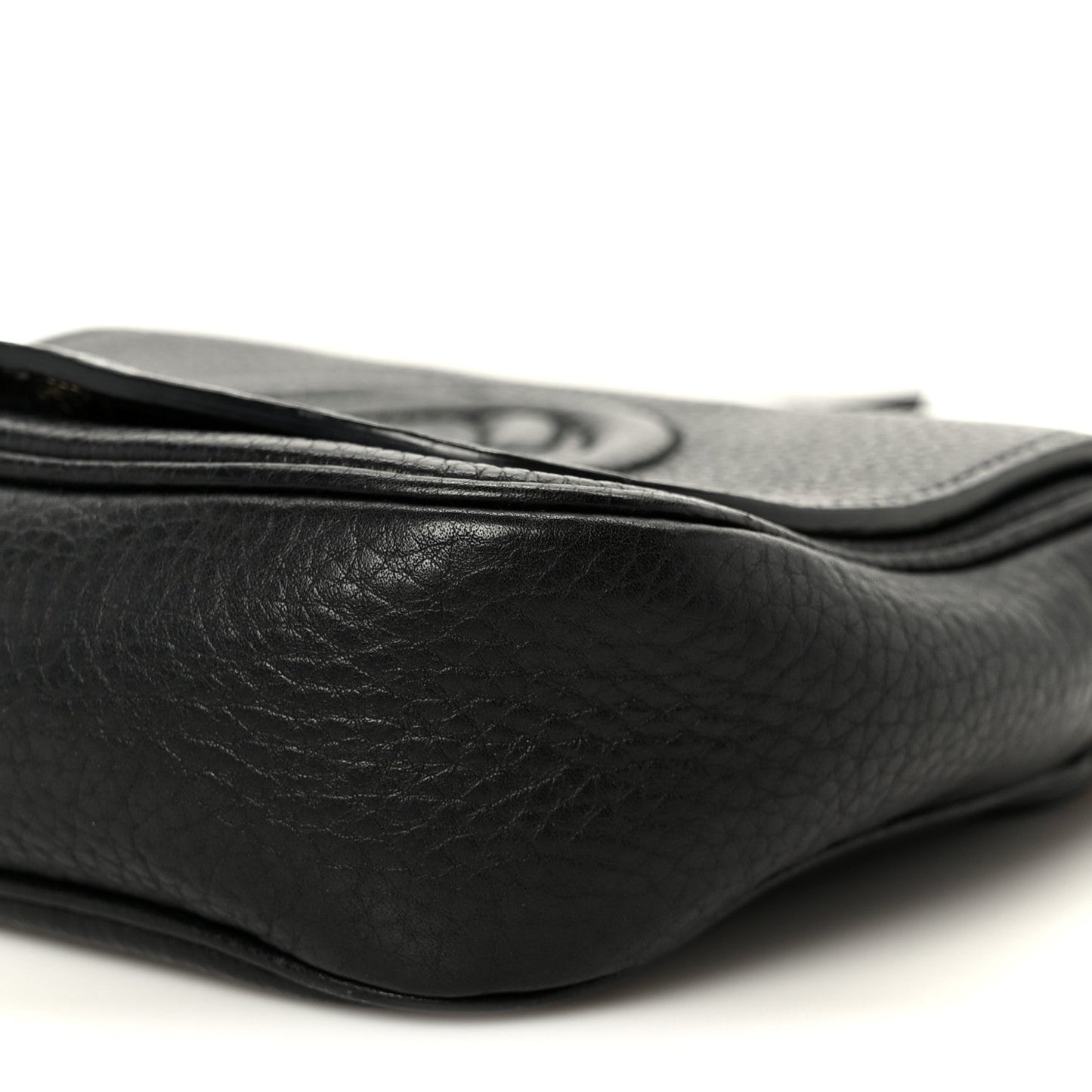 Pebbled Calfskin Small Soho Flap Crossbody Black