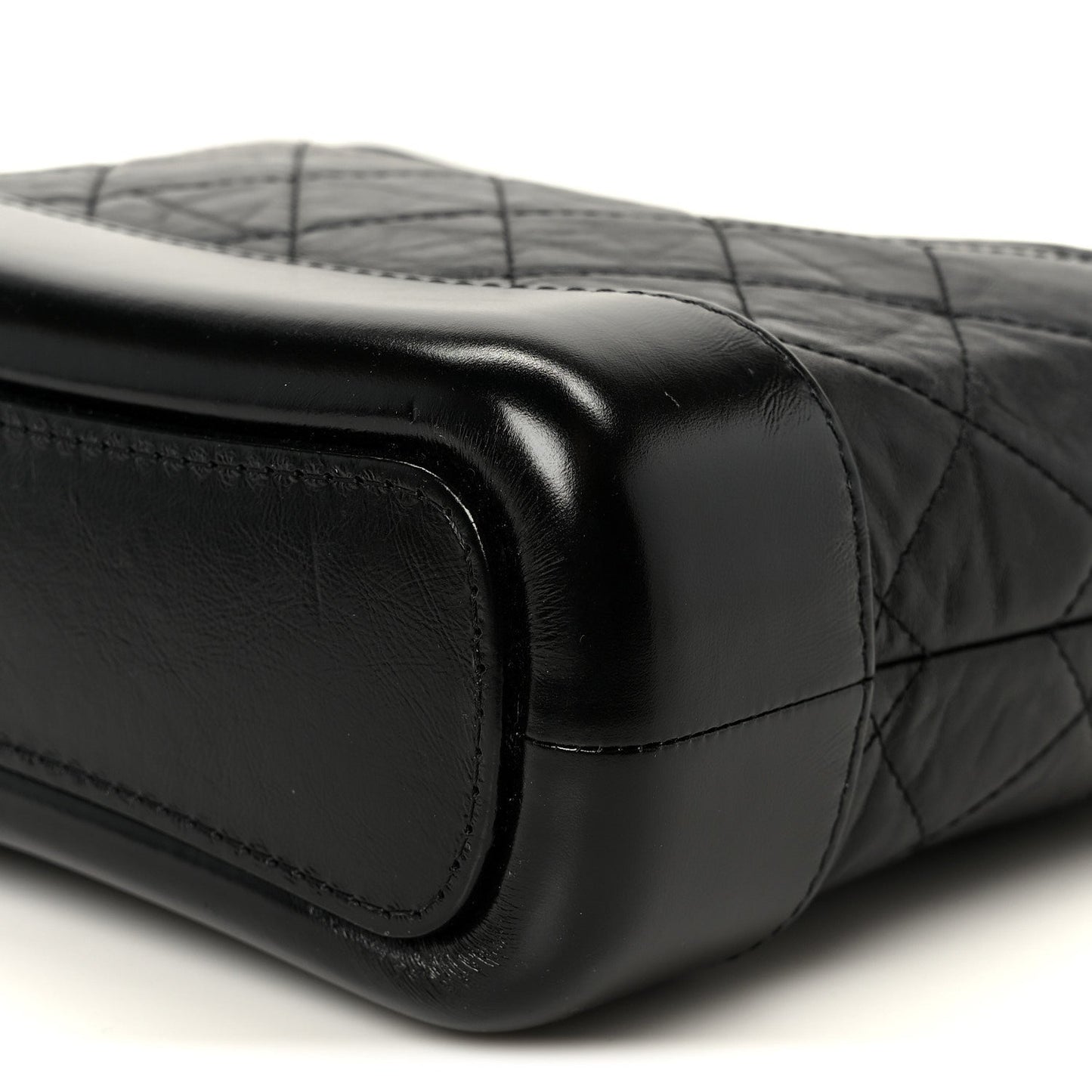 Aged Calfskin Quilted Small Gabrielle Hobo Black