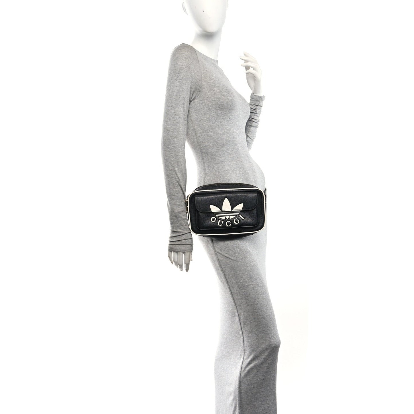 X ADIDAS Textured Dollar Calfskin Belt Bag Black