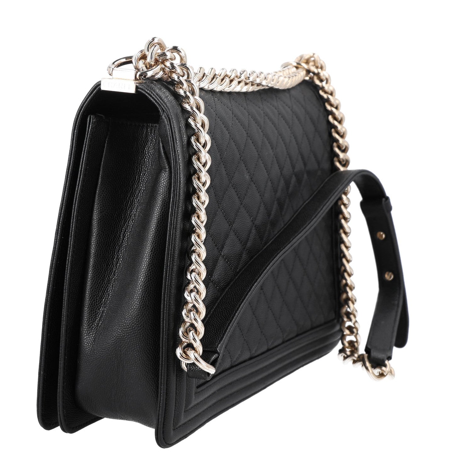 Caviar Quilted Large Boy Flap Black