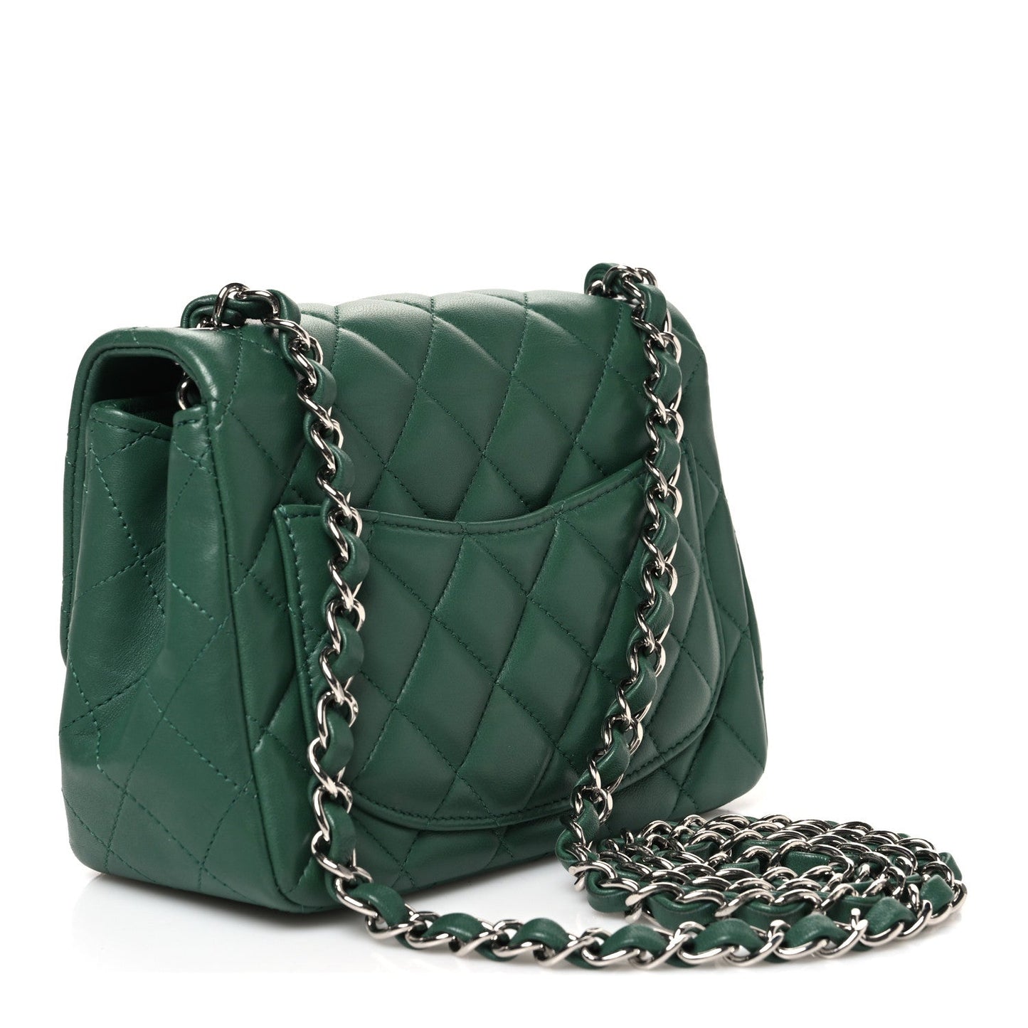 Lambskin Quilted Mini Square Flap Green