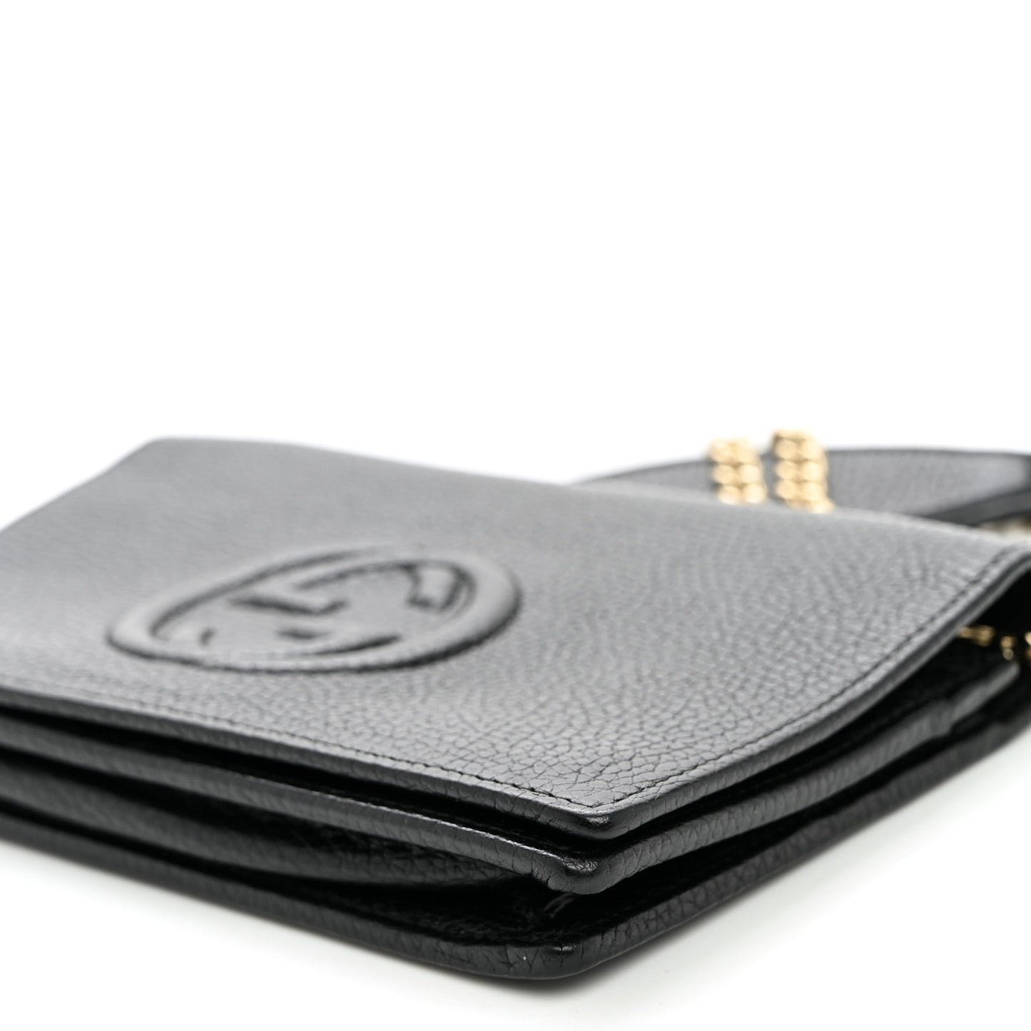 Pebbled Calfskin Soho Wallet On Chain Black