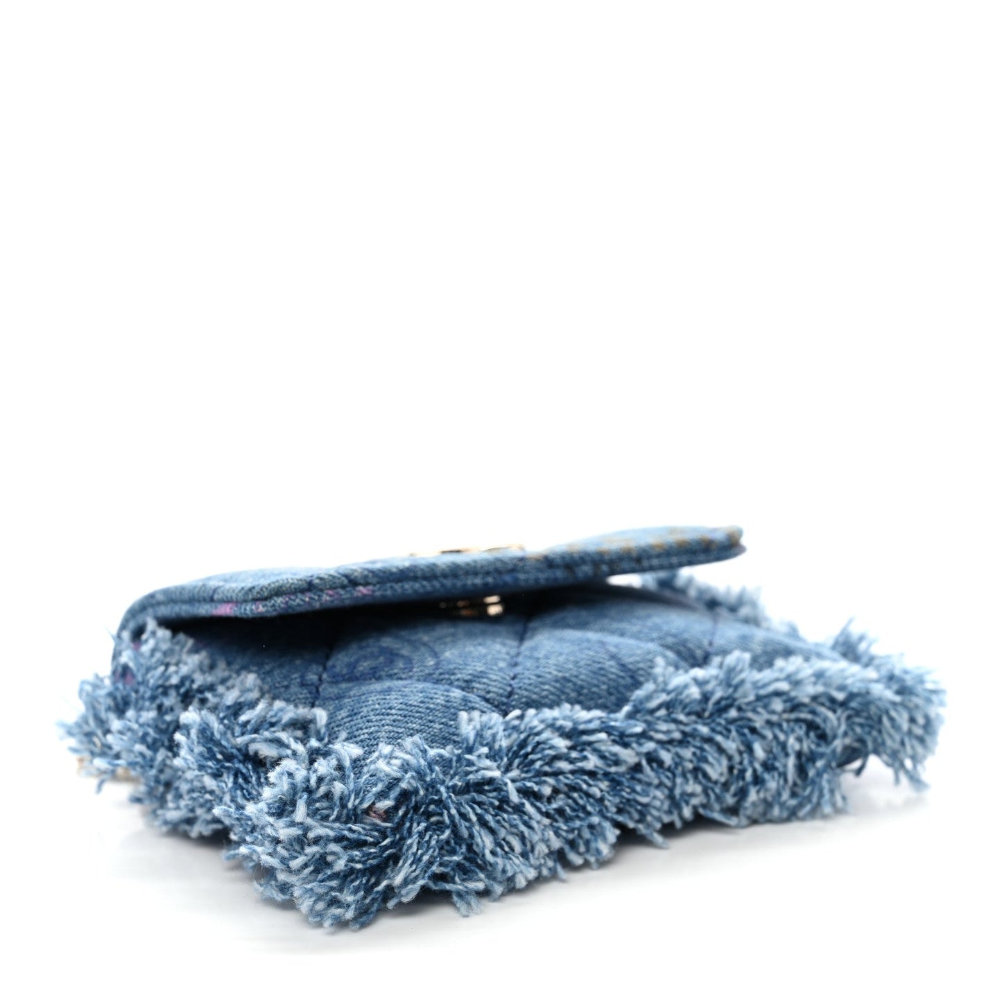 Denim Quilted Denim Mood Clutch With Chain Blue Multicolor