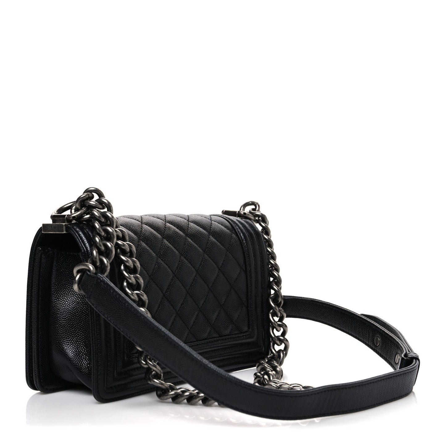 Caviar Quilted Small Boy Flap Black