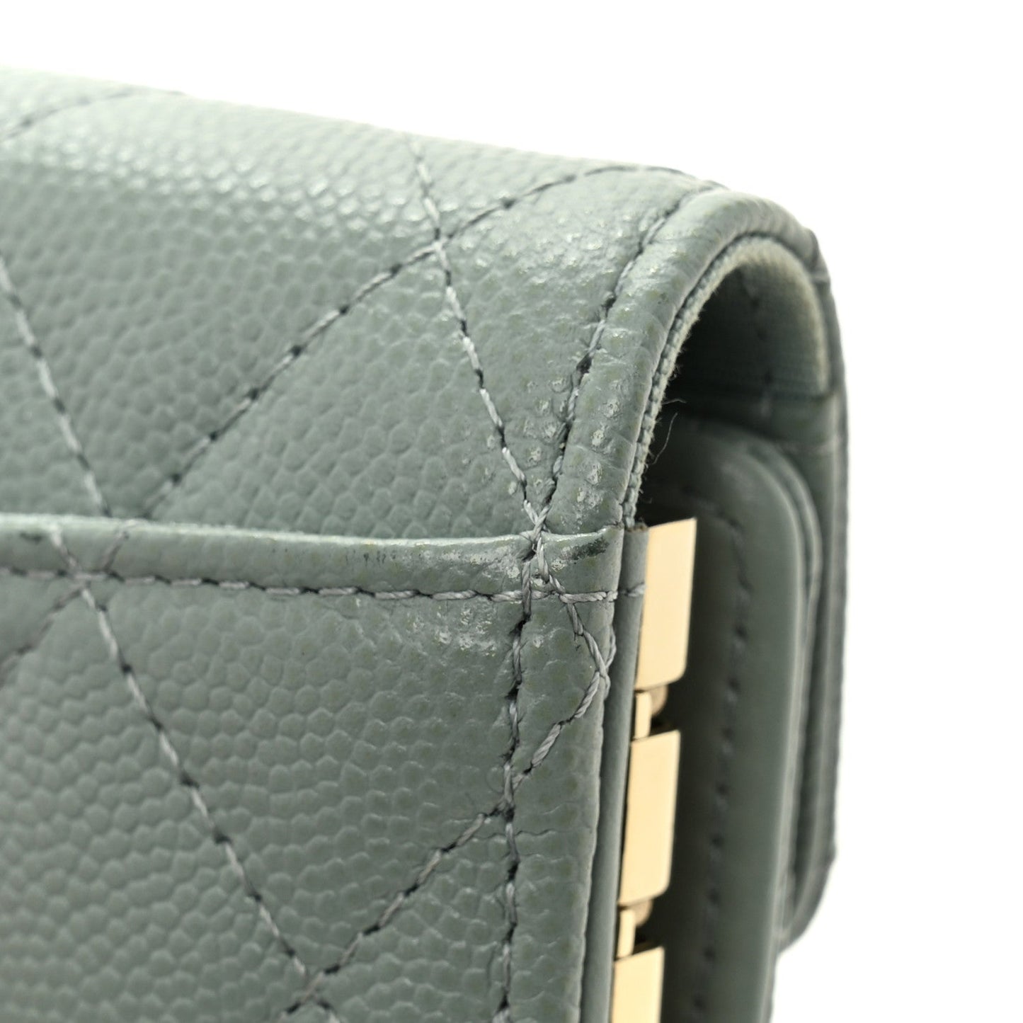 Caviar Quilted Classic 4 Key Holder Wallet Grey