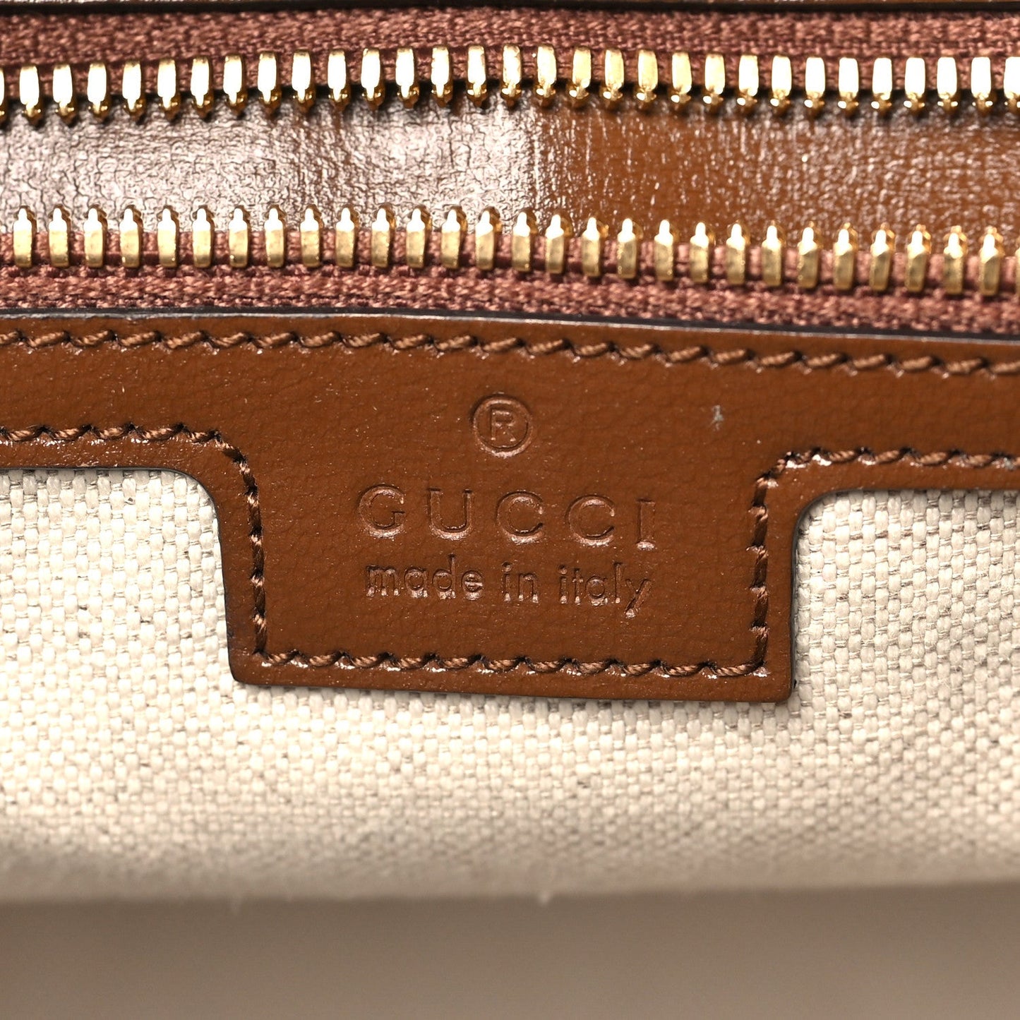 GG Supreme Monogram Azalea Calfskin Small Retro Interlocking G Tote Bag Beige Ebony Brown Sugar