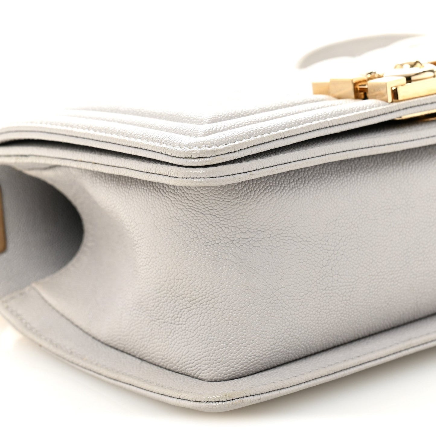 Caviar Quilted Small Boy Flap Light Grey