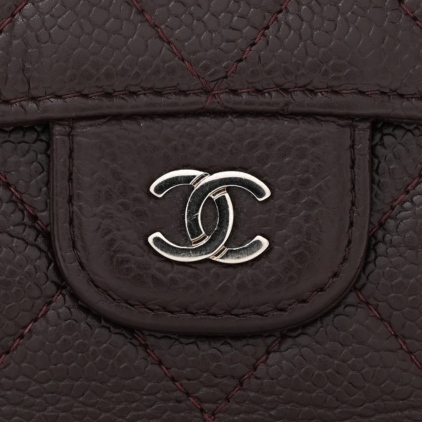 Caviar Quilted Large Flap Wallet Burgundy