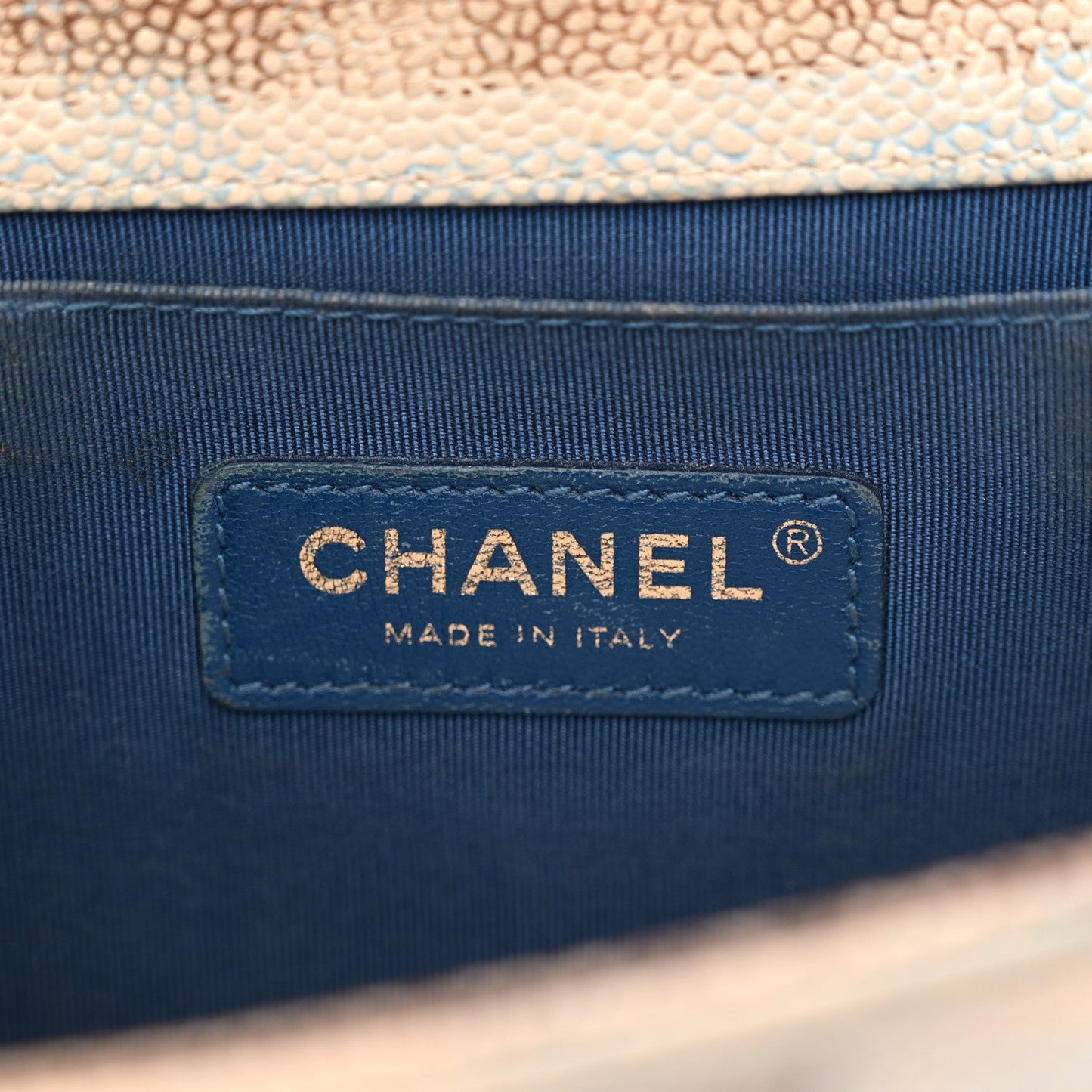 Painted Caviar Quilted Medium Boy In Cuba Flap Blue