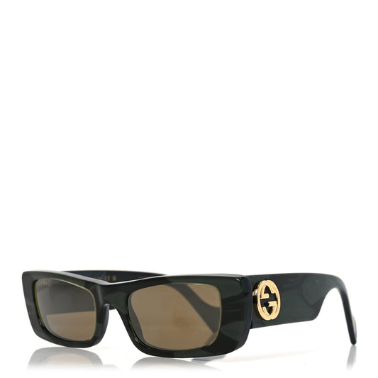 Acetate Rectangular GG0516S Sunglasses Green Bronze