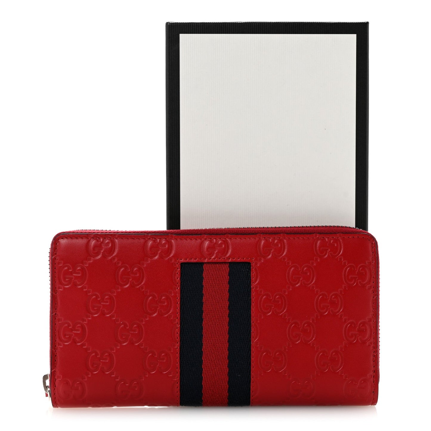 Guccissima Web Zip Around Wallet Red