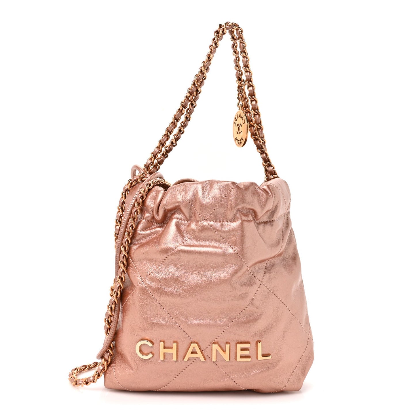 Metallic Calfskin Quilted Mini Chanel 22 Copper