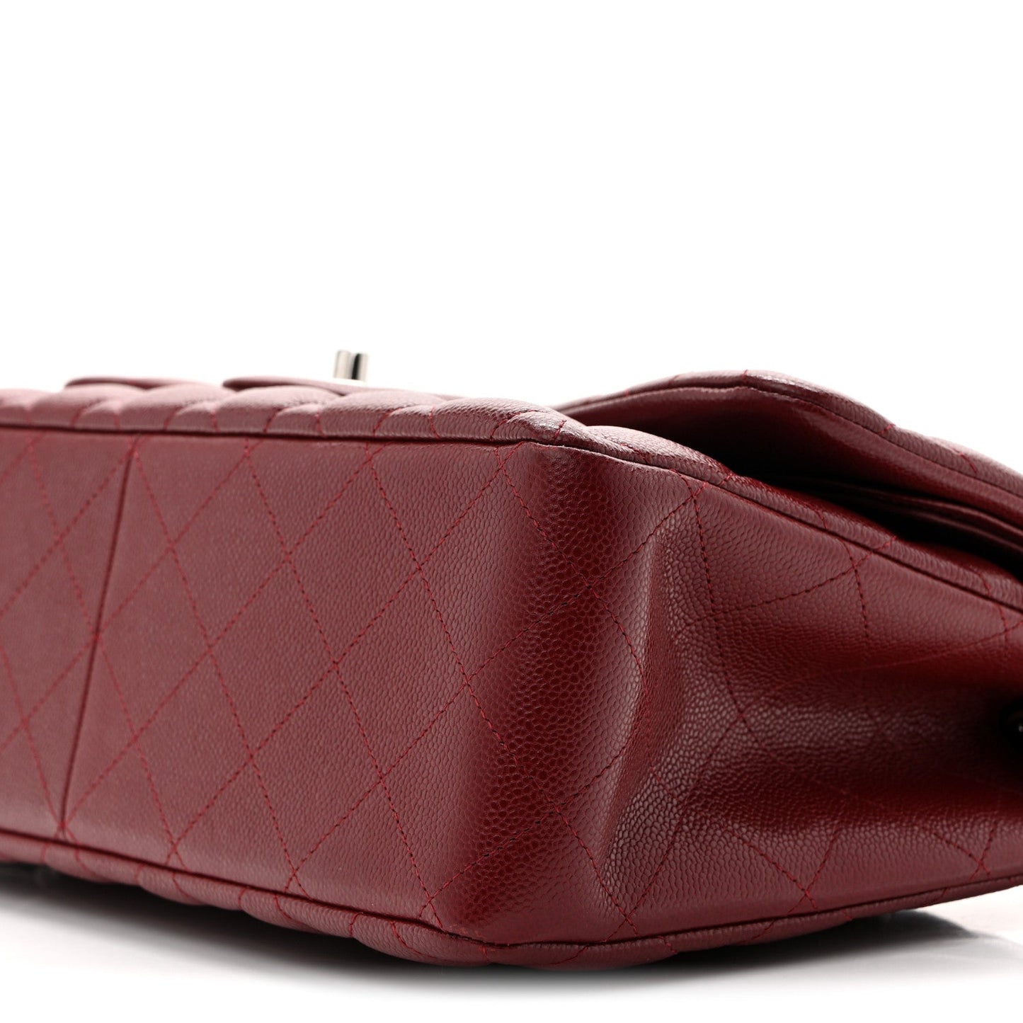 Caviar Quilted Jumbo Double Flap Burgundy